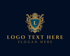 Victorian - Elegant Knight Sword Shield logo design