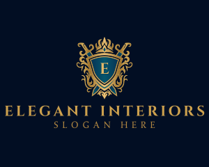 Elegant Knight Sword Shield logo design