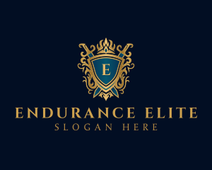 Elegant Knight Sword Shield logo design