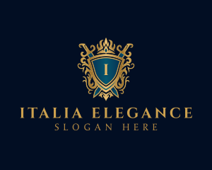 Elegant Knight Sword Shield logo design