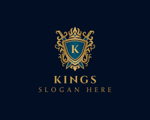 Elegant Knight Sword Shield logo design