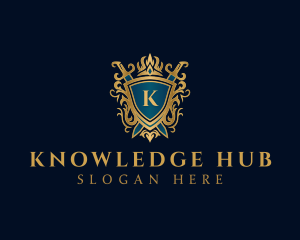 Queen - Elegant Knight Sword Shield logo design