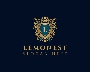 Premium - Elegant Knight Sword Shield logo design