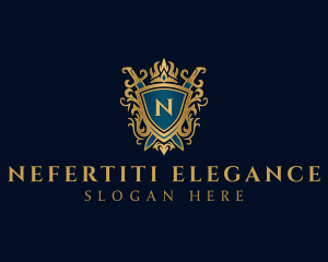 Elegant Knight Sword Shield logo design