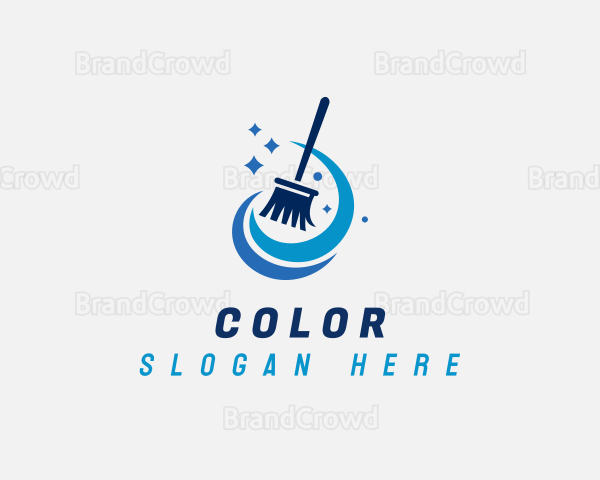 Broom House Cleaning Maintenance Logo