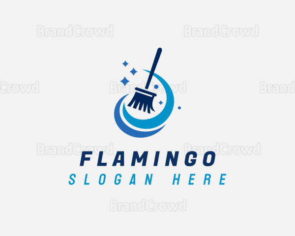Broom House Cleaning Maintenance Logo
