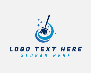 Disinfectant - Broom House Cleaning Maintenance logo design