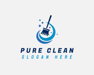 Broom House Cleaning Maintenance logo design