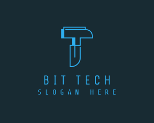 Abstract Tech Letter T logo design