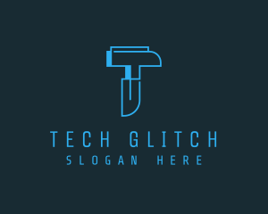 Abstract Tech Letter T logo design