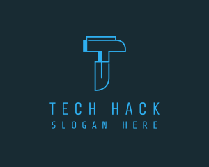 Abstract Tech Letter T logo design