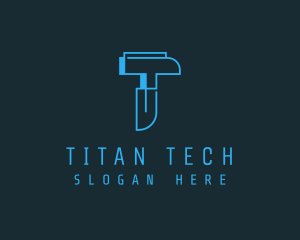 Abstract Tech Letter T logo design