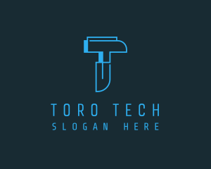 Abstract Tech Letter T logo design