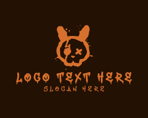 Music - Bunny Rabbit Skull Graffiti logo design