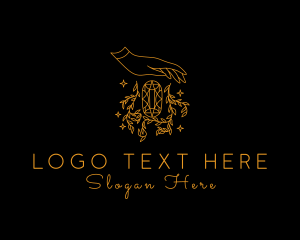 Astrology - Luxury Gem Crystal Hand logo design