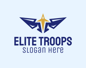 Troops - Plane Wings Spacecraft logo design