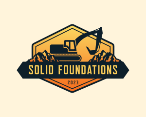 Quarry Excavator Construction Logo