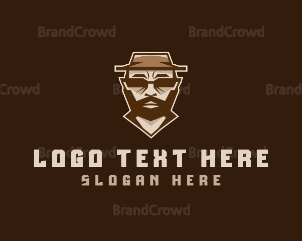 Hipster Man Hat Logo