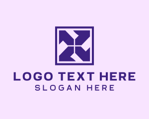Square - Blue Window Letter X logo design