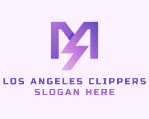 Purple Lightning Letter M  Logo