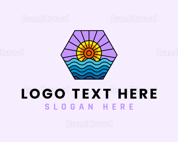 Sun Wave Hexagon Logo