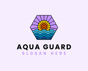 Lifeguard - Sun Wave Hexagon logo design