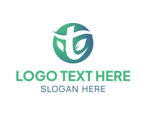 Organic Leaf Letter T Logo