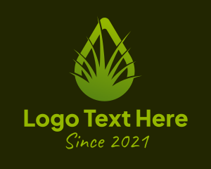 House Yard - Green Grass Droplet logo design