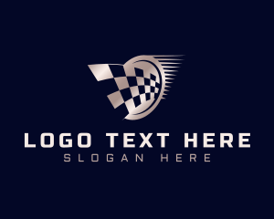 Gokart - Speed Racing Flag logo design