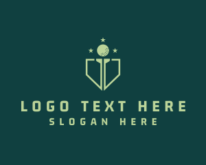 Golf Course - Golfer Golf Ball Shield logo design