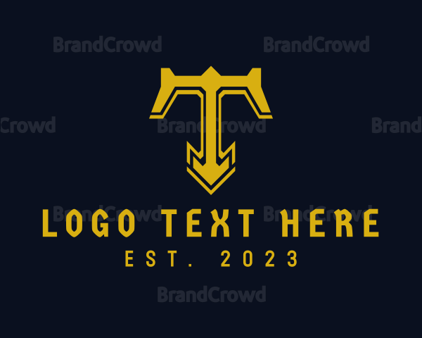 Gold Gaming Letter T Logo