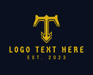 Text - Gold Gaming Letter T logo design