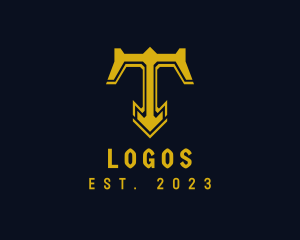 Kingdom - Gold Gaming Letter T logo design