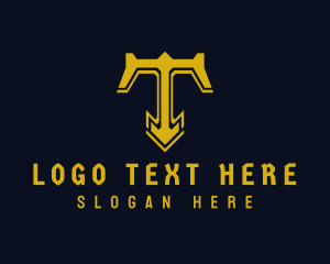 Gold Gaming Letter T Logo