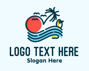 Surfing - Tropical Ocean Wave logo design