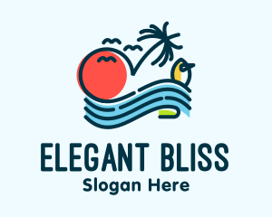 Holiday Getaway - Tropical Ocean Wave logo design