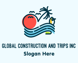 Surfboard - Tropical Ocean Wave logo design