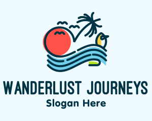 Travelling - Tropical Ocean Wave logo design