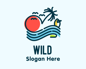 Pool - Tropical Ocean Wave logo design