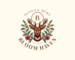 Flower Floral Deer logo design