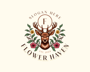 Flower Floral Deer logo design