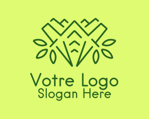 Green Outline Plant  Logo
