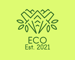 Green Outline Plant  logo design