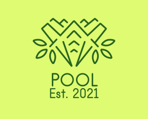 Eco Park - Green Outline Plant logo design