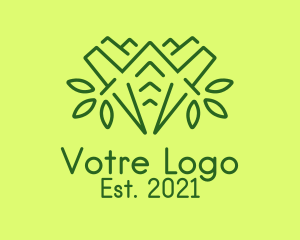 Environment Friendly - Green Outline Plant logo design