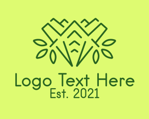 Symmetrical - Green Outline Plant logo design