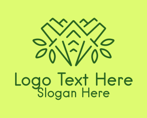 Green Outline Plant  Logo