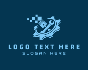 Cog - Piston Wrench Pixel logo design