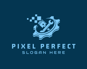 Piston Wrench Pixel logo design