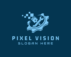 Piston Wrench Pixel logo design